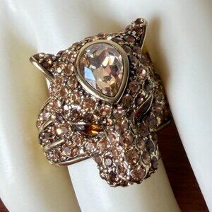 NIB Heidi Daus On the Prowl Pavé Crystal Panther Cat Ring